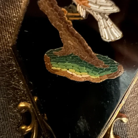 Extraordinary antique pendant with micromosaic, Italy Antique Bird Pendant - Picture 4 of 8